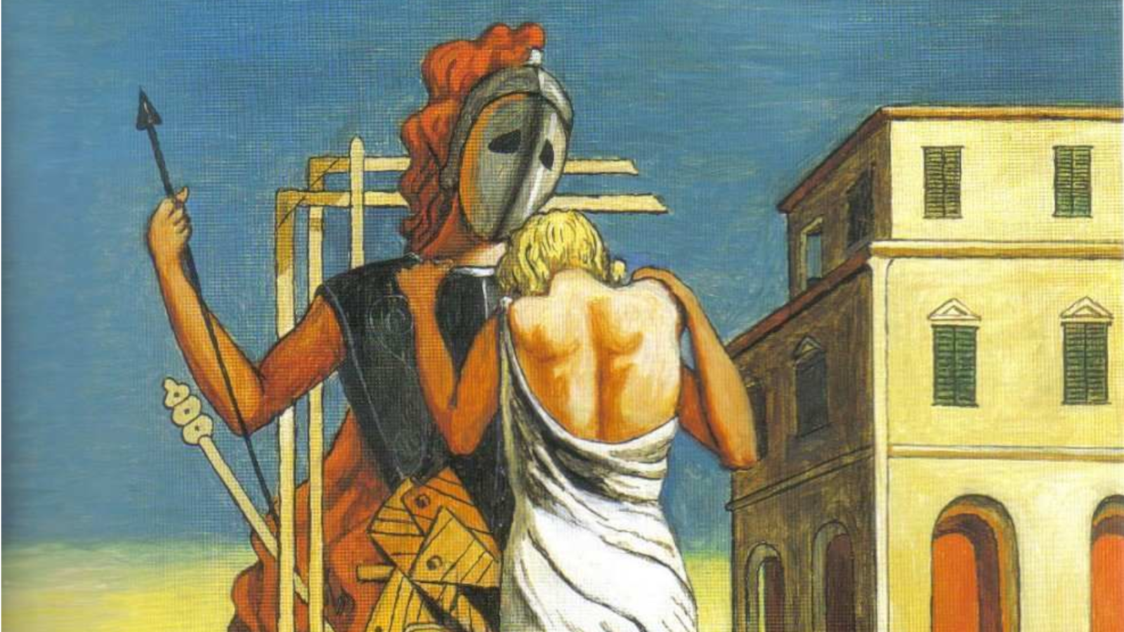 Giorgio De Chirico - Pianto d'amore - Ettore e Andromaca , olio su tela, 1974 (dettaglio)