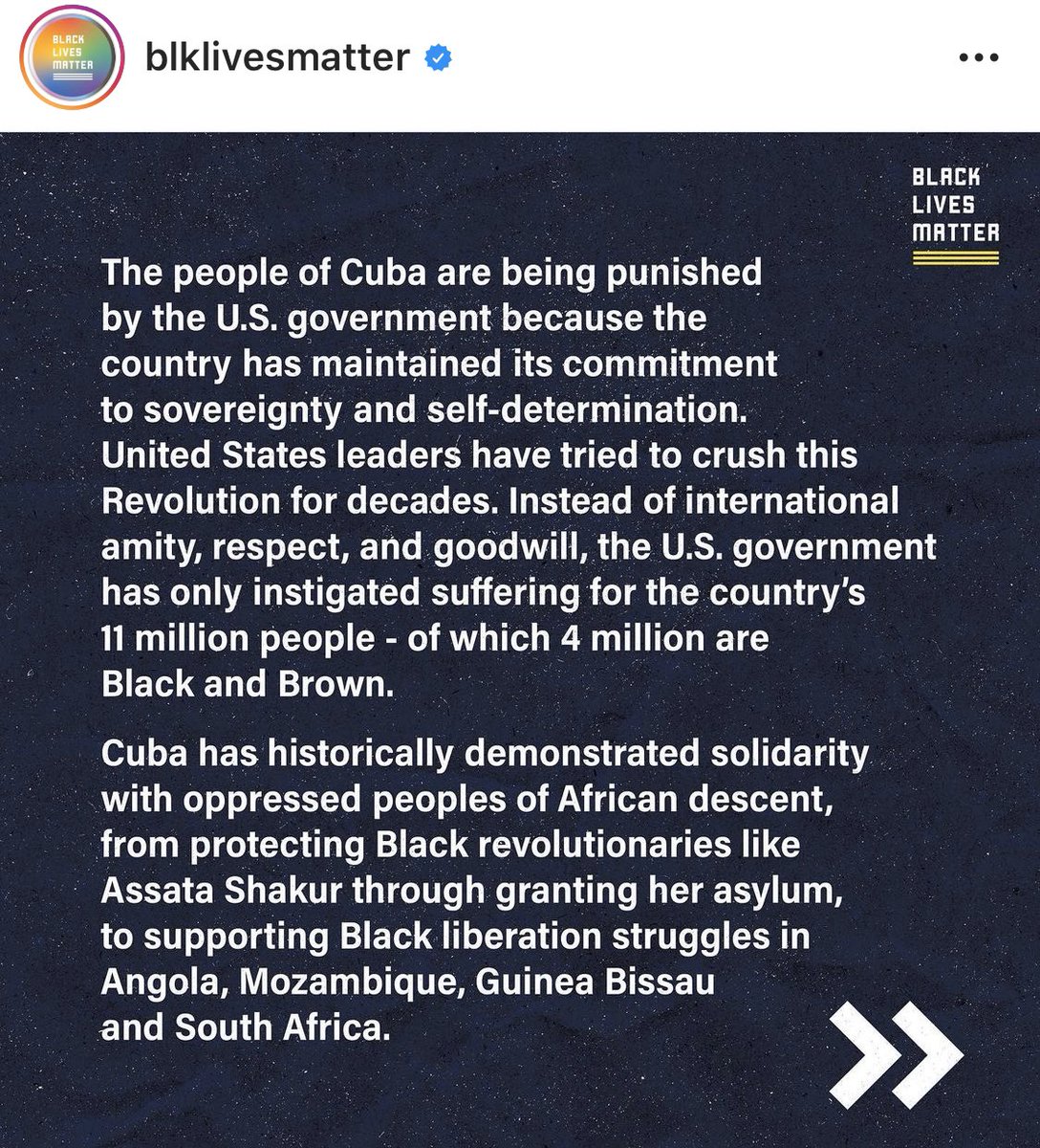 BLM a sostegno della tirannia marxista cubana