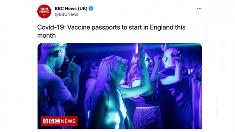 Organismo di controllo critica aspramente la BBC dopo che la TV nazionale britannica ha dichiarato che “i passaporti vaccinali verranno introdotti questo mese”