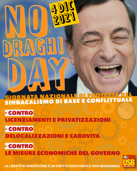 Il 4 dicembre No Draghi Day, giornata nazionale di protesta del sindacalismo di base e conflittuale
