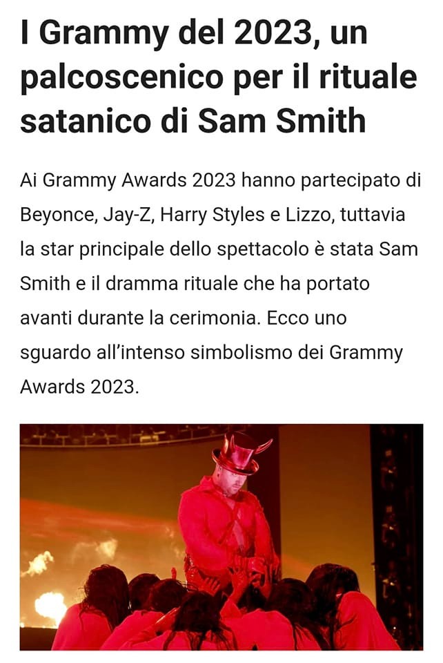 I Grammy del 2023, un palcoscenico per il rituale satanico di Sam Smith