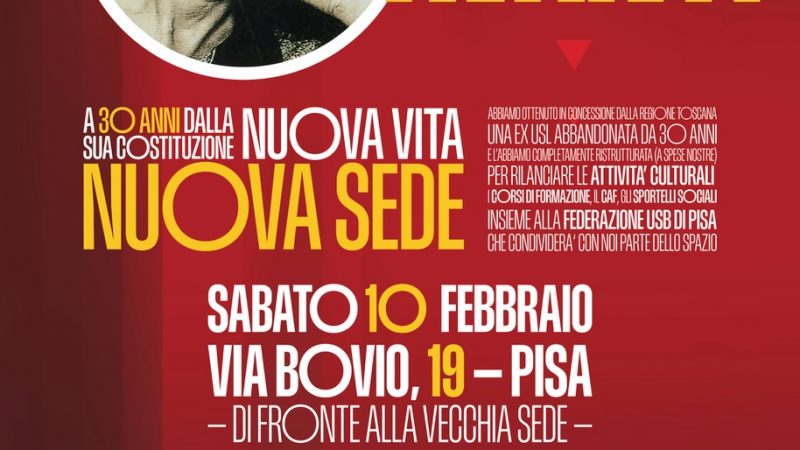 Pisa. il 10 febbraio inaugurazione nuova sede del circolo “Agorà”